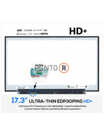 Lcd display para 17.3" SLIM LED HD+ EDP 30 PINS SEM SUPORTES ( CONECTOR A a Esquerda )