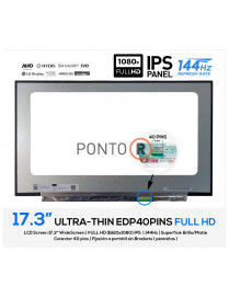 Lcd display para 17.3" SLIM LED FULL HD EDP 40 PINS IPS 144HZ