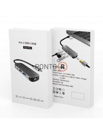 ADAPTADOR 4 em 1 TIPO C A HUB com portas TIPO C USB 2.0 USB3.0 HDMI BASIX BX4H