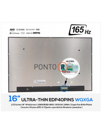 Lcd display para 16" WQXGA ( 2560 x 1600 ) 40 PINS 165HZ SEM SUPORTES