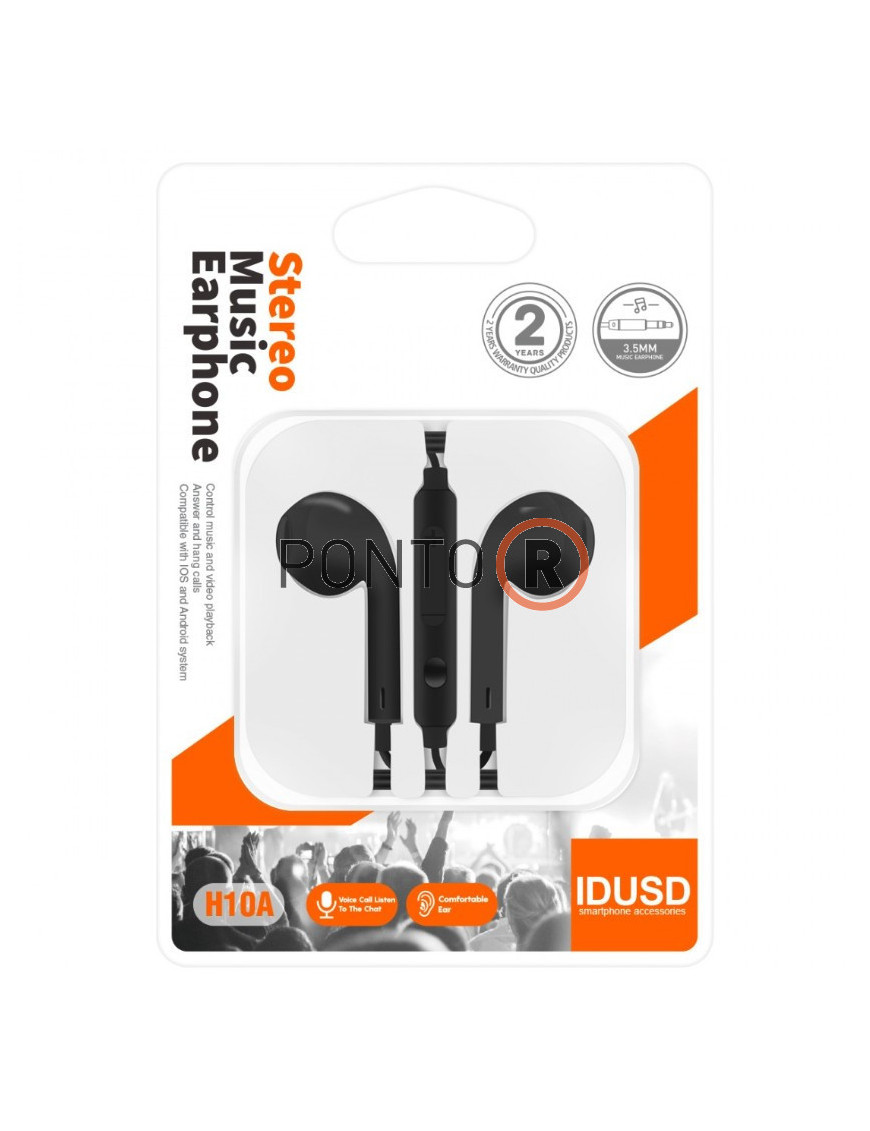 AURICULARES Stereo iOS & ANDROID preto H10A